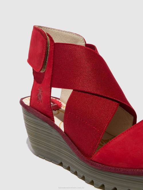 crossover sandaler yuba385 kvinnor Fly London 2T02486 läppstift rött