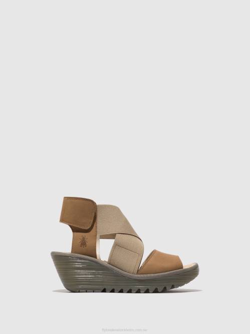 crossover sandaler yuba385 kvinnor Fly London 2T02487 sand