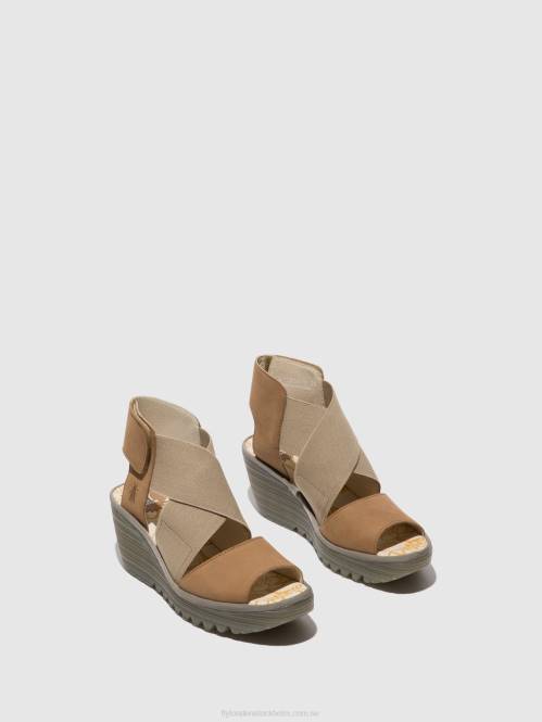 crossover sandaler yuba385 kvinnor Fly London 2T02487 sand