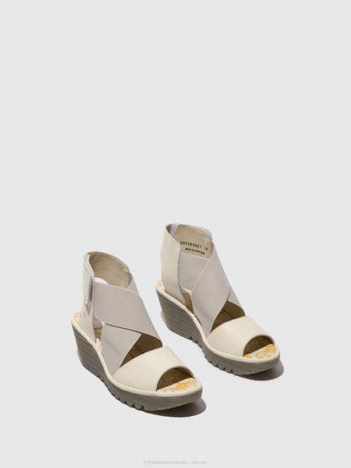 crossover sandaler yuba385 kvinnor Fly London 2T02558 off-white