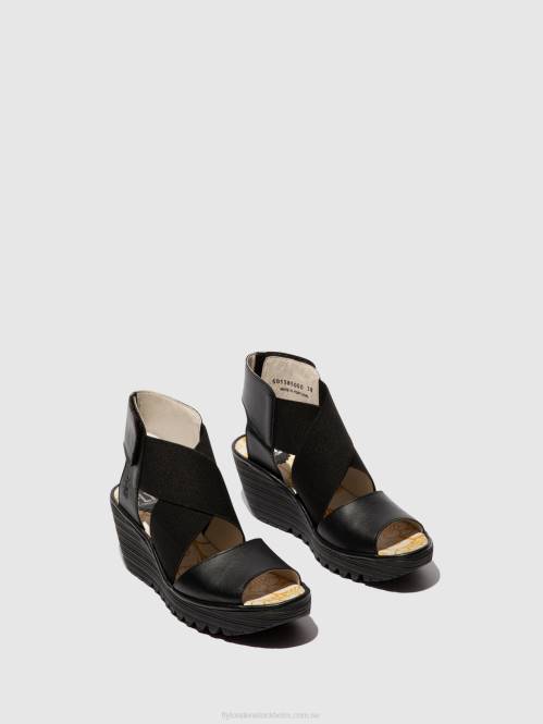 crossover sandaler yuba385 kvinnor Fly London 2T02561 svart