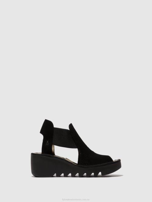 elastiska sandaler biga412 kvinnor Fly London 2T02478 svart