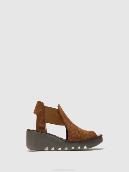 elastiska sandaler biga412 kvinnor Fly London 2T02479 cognac