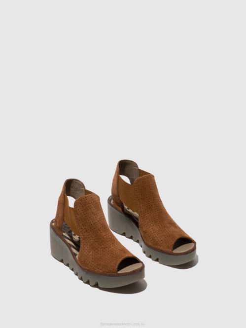 elastiska sandaler biga412 kvinnor Fly London 2T02479 cognac