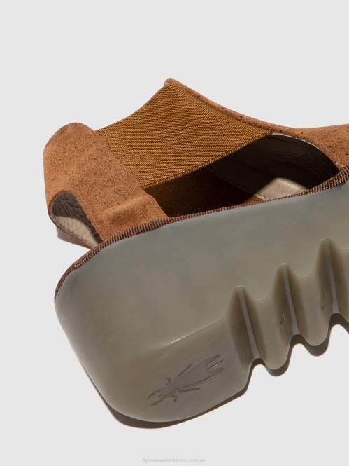elastiska sandaler biga412 kvinnor Fly London 2T02479 cognac