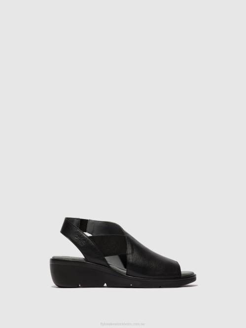 elastiska sandaler nily940 kvinnor Fly London 2T02482 svart