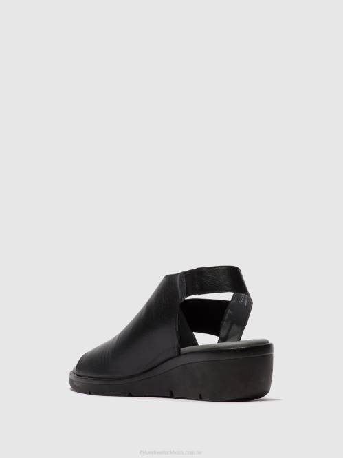 elastiska sandaler nily940 kvinnor Fly London 2T02482 svart