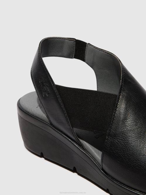 elastiska sandaler nily940 kvinnor Fly London 2T02482 svart