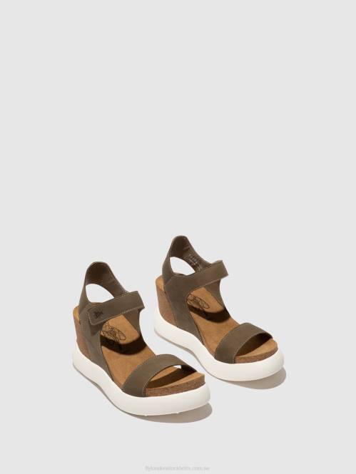 kardborresandaler gogo967 kvinnor Fly London 2T02398 kaki