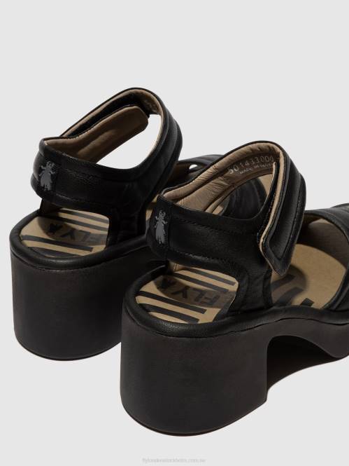 kardborresandaler mank433 kvinnor Fly London 2T02401 svart
