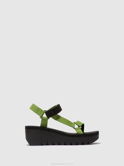 kardborresandaler yefa726 kvinnor Fly London 2T02394 svart/avokado (svart