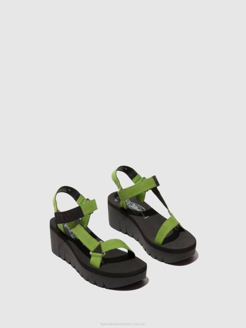 kardborresandaler yefa726 kvinnor Fly London 2T02394 svart/avokado (svart