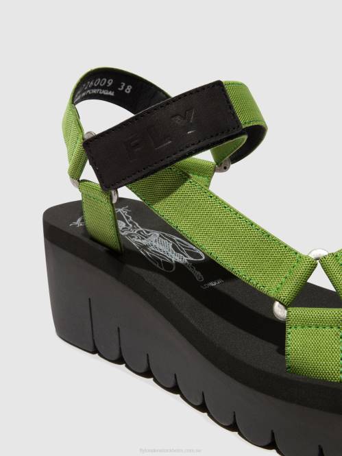 kardborresandaler yefa726 kvinnor Fly London 2T02394 svart/avokado (svart