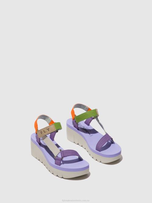 kardborresandaler yefa726 kvinnor Fly London 2T02395 flerfärgad (viola)