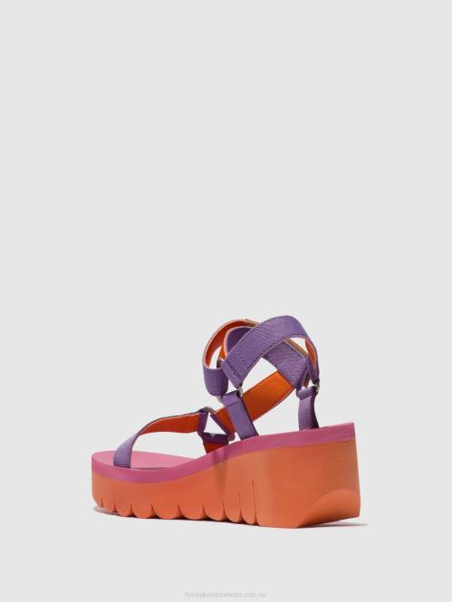 kardborresandaler yefa726 kvinnor Fly London 2T02396 orange/violett (rosa)