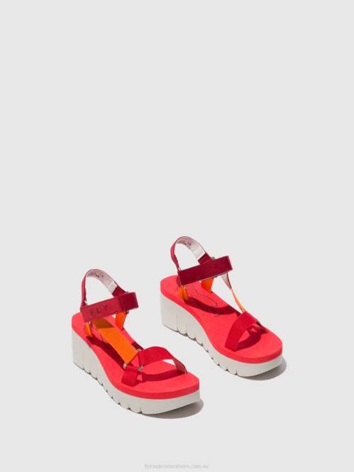 kardborresandaler yefa726 kvinnor Fly London 2T02529 multi (röd)