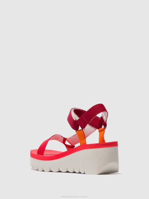 kardborresandaler yefa726 kvinnor Fly London 2T02529 multi (röd)