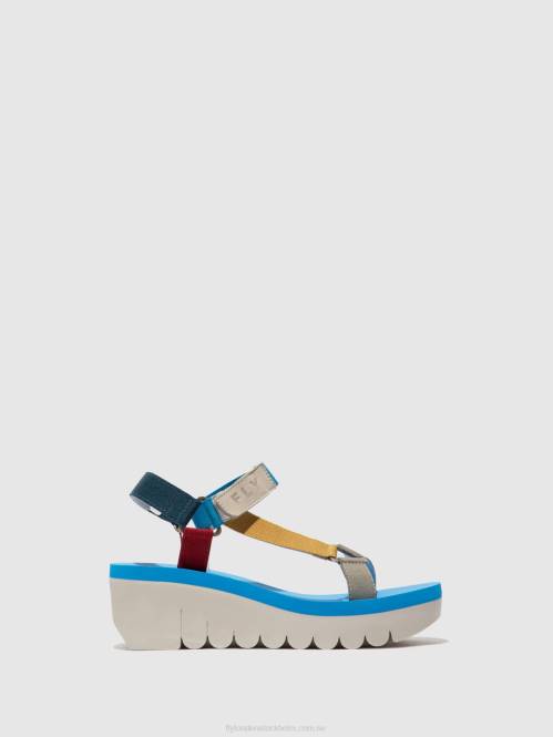 kardborresandaler yefa726 kvinnor Fly London 2T02598 cupido multi (azurblå)