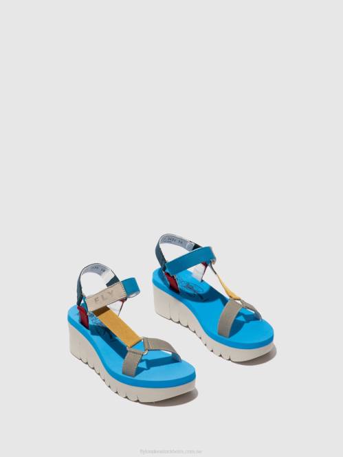 kardborresandaler yefa726 kvinnor Fly London 2T02598 cupido multi (azurblå)