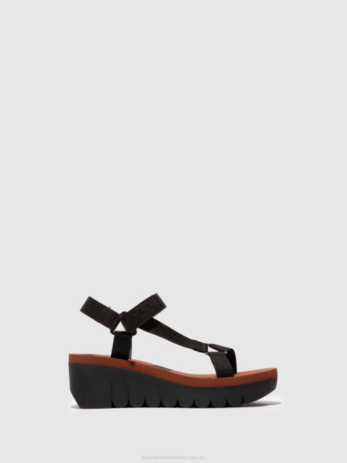kardborresandaler yefa726 kvinnor Fly London 2T02609 cupido svart (tegelsten)