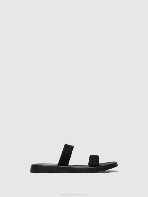 platta sandaler taja872 kvinnor Fly London 2T02554 svart