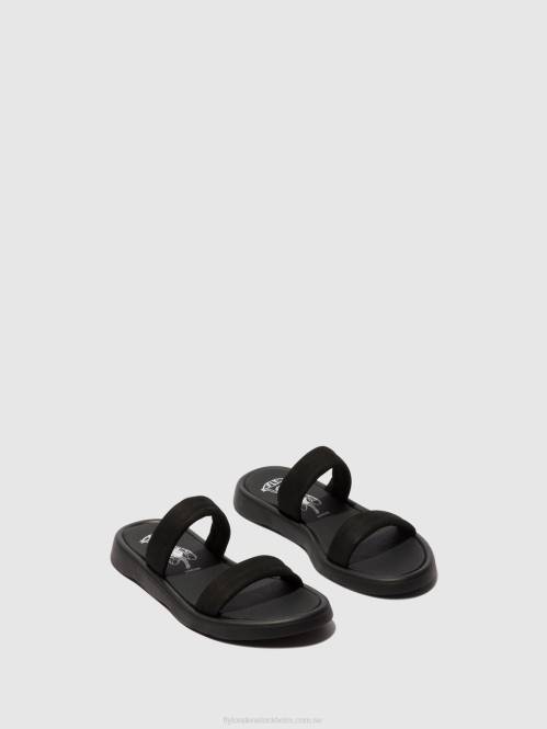 platta sandaler taja872 kvinnor Fly London 2T02554 svart