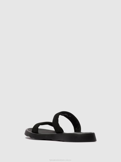 platta sandaler taja872 kvinnor Fly London 2T02554 svart