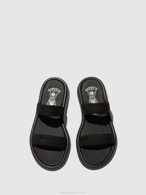 platta sandaler taja872 kvinnor Fly London 2T02554 svart