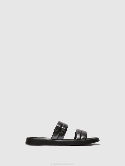 platta sandaler toha942 kvinnor Fly London 2T02474 grafit