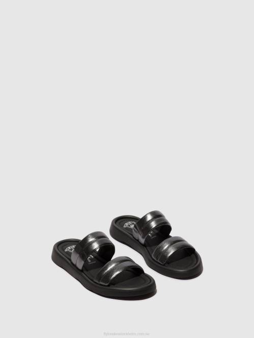 platta sandaler toha942 kvinnor Fly London 2T02474 grafit