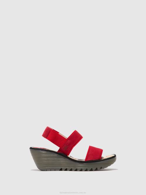 ryggsandaler yaco416 kvinnor Fly London 2T02436 läppstift rött