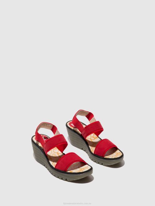 ryggsandaler yaco416 kvinnor Fly London 2T02436 läppstift rött