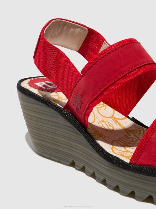 ryggsandaler yaco416 kvinnor Fly London 2T02436 läppstift rött