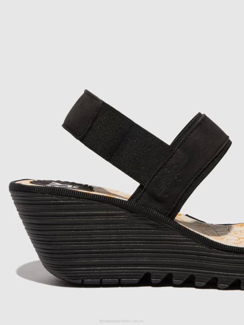 ryggsandaler yaco416 kvinnor Fly London 2T02437 svart