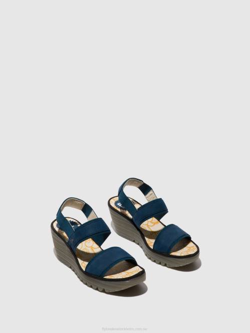 ryggsandaler yaco416 kvinnor Fly London 2T02438 blå
