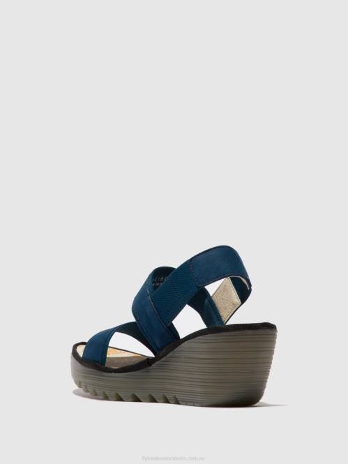 ryggsandaler yaco416 kvinnor Fly London 2T02438 blå