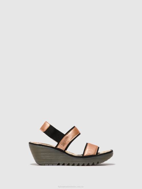 ryggsandaler yaco416 kvinnor Fly London 2T02439 rodna guld