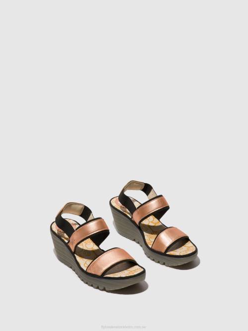 ryggsandaler yaco416 kvinnor Fly London 2T02439 rodna guld