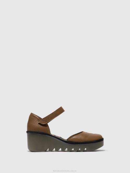 sandaler med ankelband biso305 kvinnor Fly London 2T02511 jord