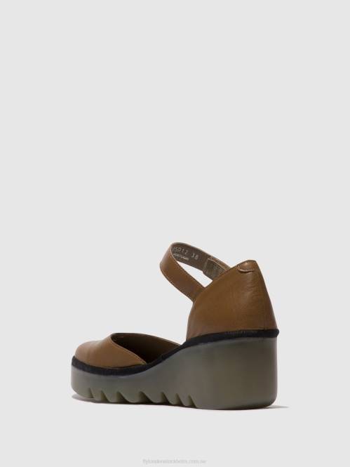 sandaler med ankelband biso305 kvinnor Fly London 2T02511 jord