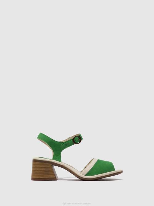 sandaler med ankelband lear374 kvinnor Fly London 2T02569 ljusgrön/offwhite