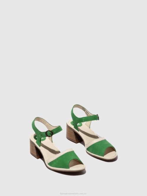 sandaler med ankelband lear374 kvinnor Fly London 2T02569 ljusgrön/offwhite