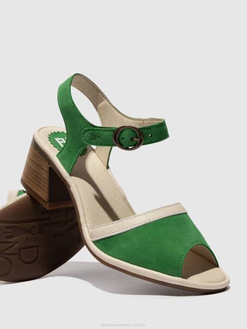 sandaler med ankelband lear374 kvinnor Fly London 2T02569 ljusgrön/offwhite