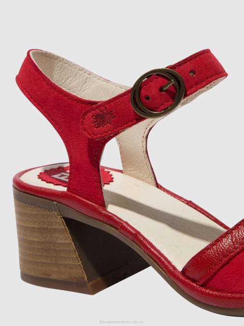 sandaler med ankelband lear374 kvinnor Fly London 2T02570 läppstift rött