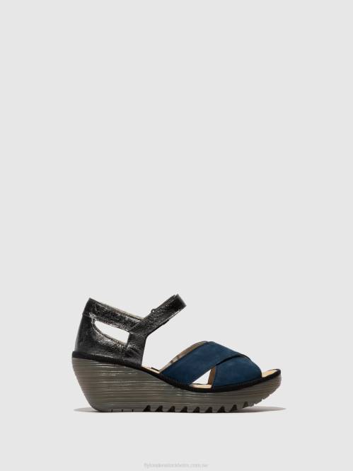 sandaler med ankelband yent365 kvinnor Fly London 2T02508 blå/grafit