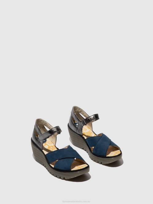 sandaler med ankelband yent365 kvinnor Fly London 2T02508 blå/grafit