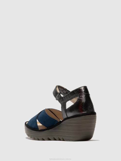 sandaler med ankelband yent365 kvinnor Fly London 2T02508 blå/grafit