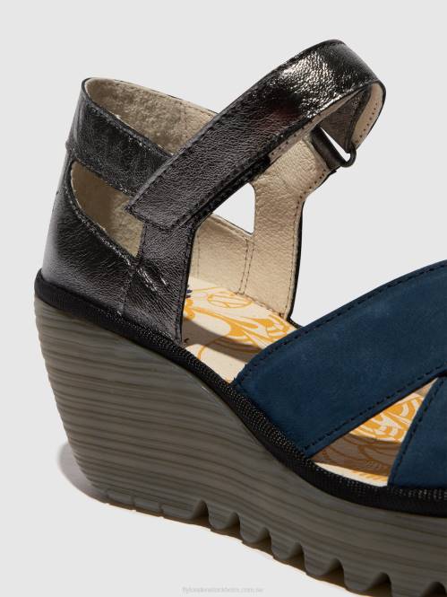 sandaler med ankelband yent365 kvinnor Fly London 2T02508 blå/grafit