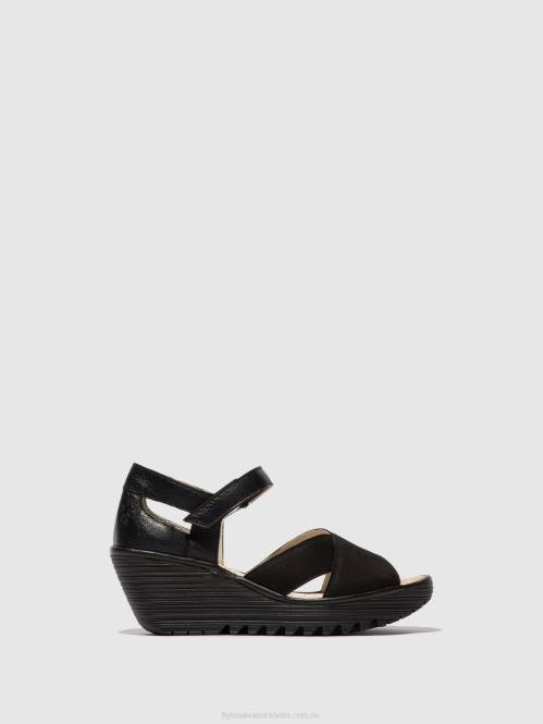 sandaler med ankelband yent365 kvinnor Fly London 2T02566 svart