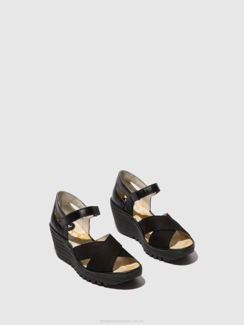 sandaler med ankelband yent365 kvinnor Fly London 2T02566 svart